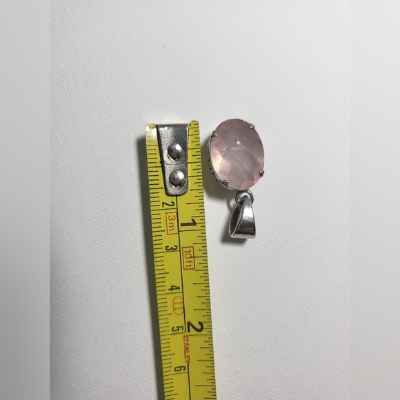 Sterling Platform Rose Quartz Pendant - .925 Sterling Silver - Picture 11 of 16